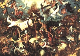 In this painting by Pieter Bruegel, Saint Michael and his acolytes chase away from Heaven the angels who rebelled against God, with Lucifer at their head. This is an illustration of the 12th chapter of the Apocalypse, another image fitting Pluto.